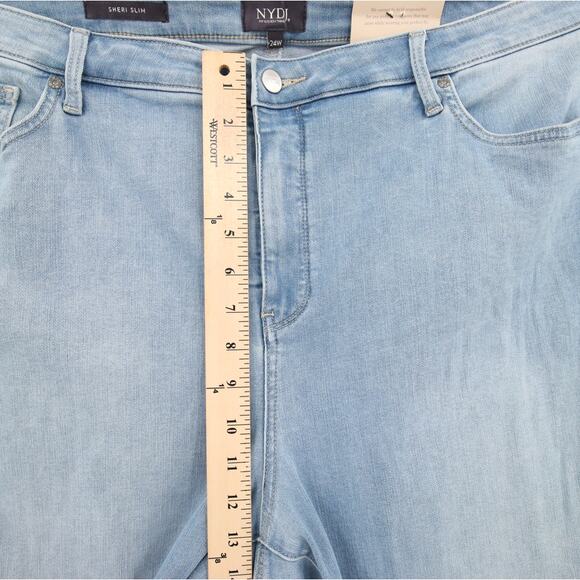 NYDJ Jeans Blue Light Wash Sheri Slim Ankle Cuff High Waist Tummy Control 24W - Picture 7 of 16